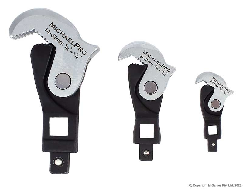 Set of 3 Auto Adjusting Crowfoot Wrench Adapters